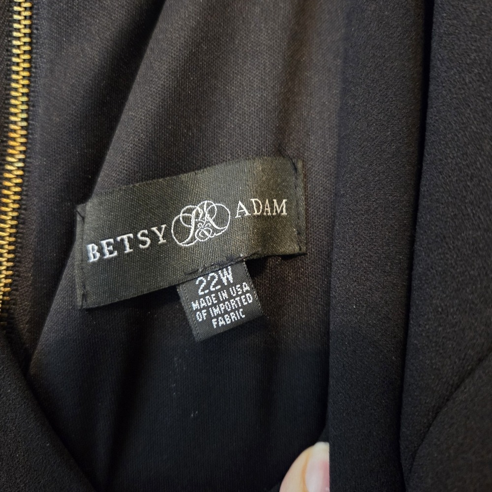 Betsy & Adam Women's Black Asymmetric Ruffle Gown Dress Plus Size 22W - Picture 4 of 7
